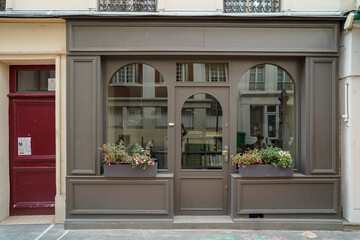 Fototapeta na wymiar vintage parisian storefront facade template