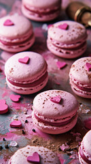Fototapeta na wymiar Sweet macaroon gift concept for Valentine's Day