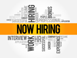 Now Hiring word cloud collage, business concept background