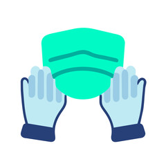 Fototapeta premium Surgical mask and gloves vektor icon illustation