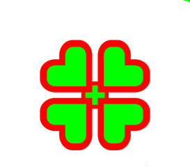 green cross on red background