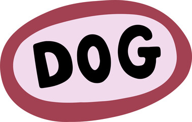 Word dog on chalkboard vector flat illustration.