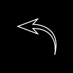 Curved arrow icon vector. Arrow pointer icon sign symbol vector. Arrow left vector icon illustration isolated on white background