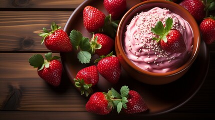 Strawberry cream fruit healthy food for breakfast