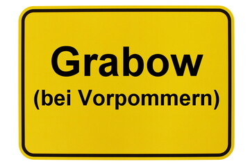 Illustration eines Ortsschildes der Gemeinde Grabow bei Vorpommern in Mecklenburg-Vorpommern