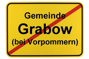 Illustration eines Ortsschildes der Gemeinde Grabow bei Vorpommern in Mecklenburg-Vorpommern