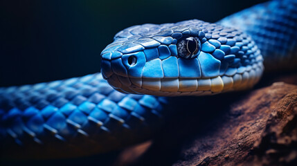 A blue viper snake - obrazy, fototapety, plakaty