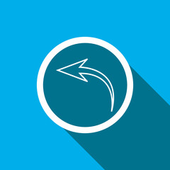 Curved arrow icon vector. Arrow pointer icon vector in trendy flat style. Arrow left icon image, Arrow left icon illustration isolated on blue background