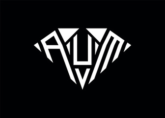 Modern letter A U M diamond shape logo And initial monogram A U M letter logo vector template