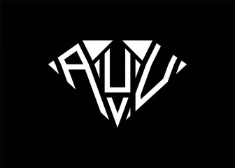 Modern letter A U V diamond shape logo And initial monogram A UV letter logo vector template