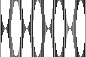 Vertical stripe of regular pattern. Design lines eclipse black on white background. Design print for illustration, textile, wallpaper, background. Set 5