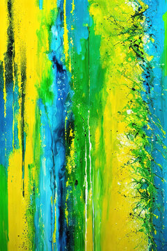 creative abstract art background-blue, green, yellow colors,  generated Ai