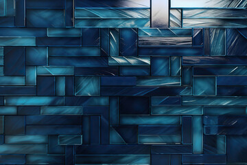Blue mosaic tile wall texture. Abstract background and texture for design. - obrazy, fototapety, plakaty