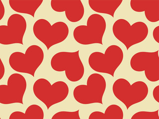 Red love heart seamless pattern illustration. Cute romantic redhearts background print. Valentine's day holiday backdrop texture, romantic wedding design.