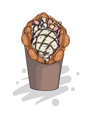 local hong kong street food egg waffle with ice cream 