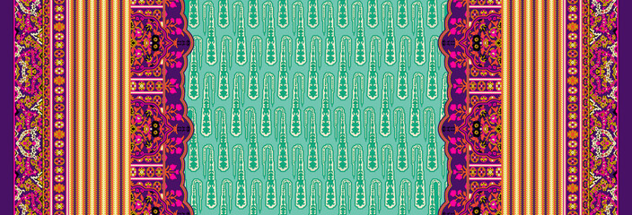 Digital textile design motifs front back sleeves and Dupatta design. Textile digital design motif ornament ethnic ikat border pattern hand made artwork abstract shape wallpaper gift card frame