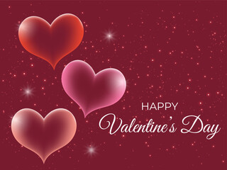 Happy valentine's day background realistic hearts and bubble