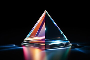 Glass 3D prism with refracting light beam - obrazy, fototapety, plakaty