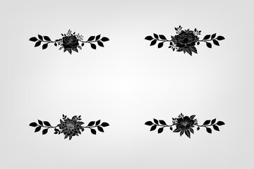 Set botanic blossom floral elements Decorative for Invitation Card