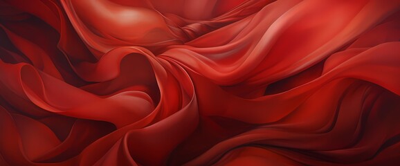 Crimson red silk billowing in the wind, creating a dynamic and dramatic composition