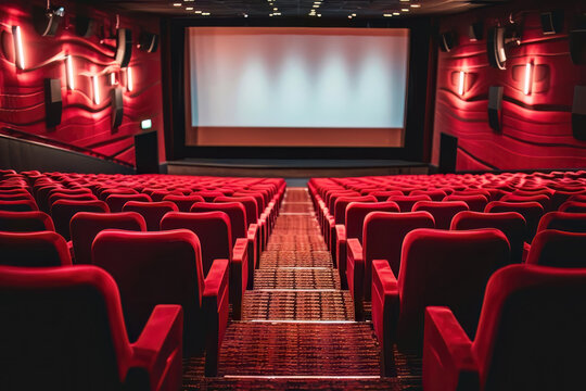 Gro&szlig;es Kino mit roten Sessen 