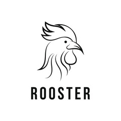 Chicken head logo design ideas, minimalist line rooster head logo design ideas