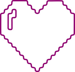 Heart outline pixel style vector illustration. Pixel heart Love symbol hand drawing stylized design element