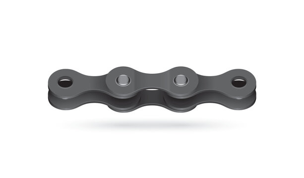 Vector realistic bicycle chain link. Isolated n white background.