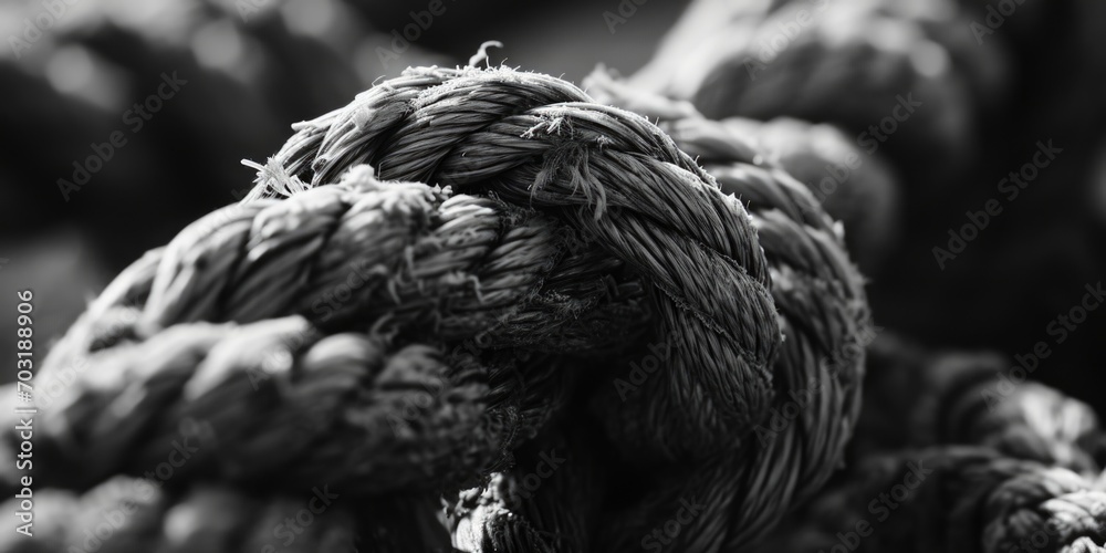Poster A simple black and white photo of a rope. This versatile image can be used in various projects