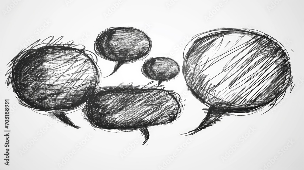 Poster a drawing of multiple speech bubbles. can be used for communication, discussions, or presentations