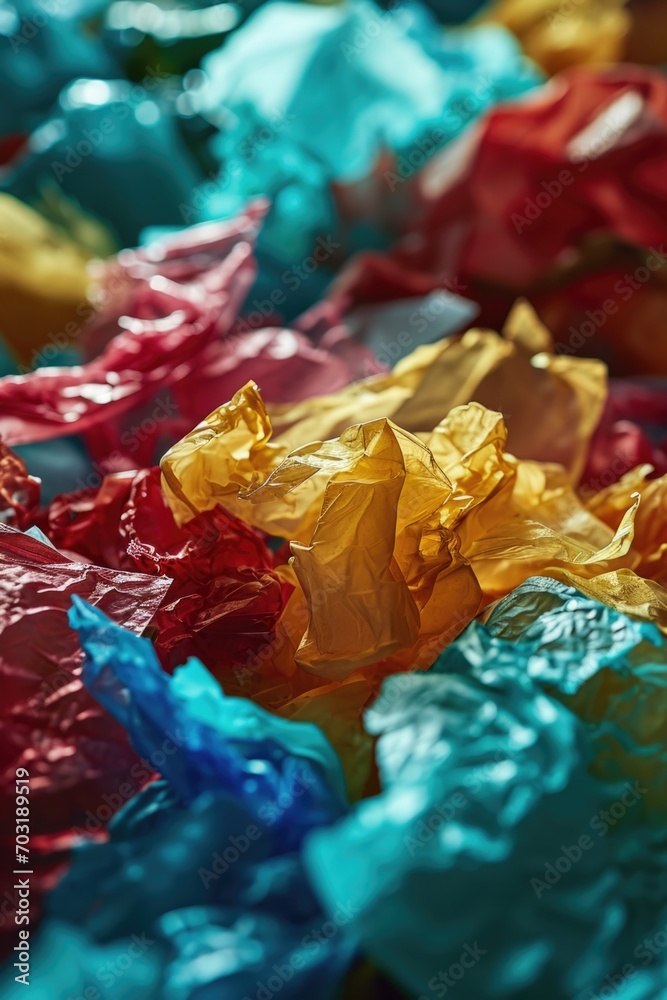 Aufkleber A pile of crumpled paper sitting on top of a table. Ideal for creative projects and office-related concepts