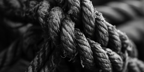 A black and white photo of a rope. Can be used for various purposes