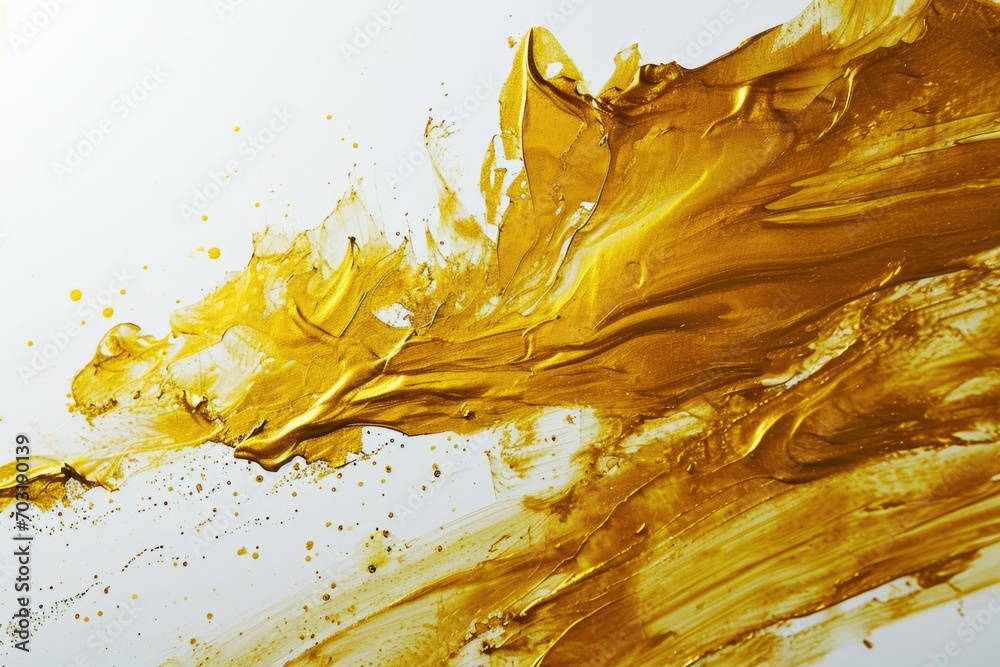 Poster a detailed close-up of a painting featuring rich gold paint. perfect for adding a touch of luxury an