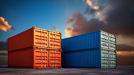 Fototapeta premium Container box from cargo ship for import-export, logistics concept