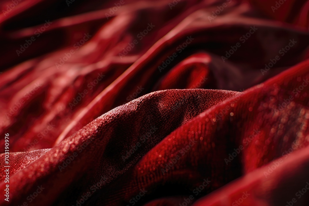 Poster A close-up shot of a red cloth. Can be used as a background or texture for various design projects