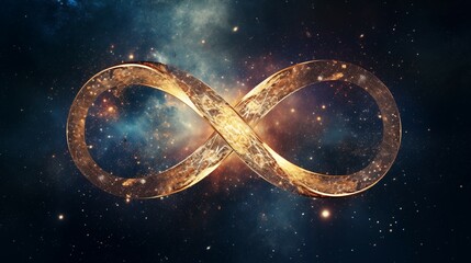 the sign of infinity in space, in the style of multilayered textures, celestial, conceptual digital art