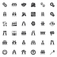 Teamwork vector icons set