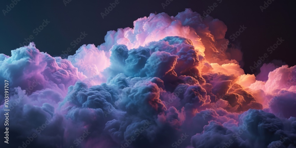 Aufkleber a vibrant and lively sky filled with a multitude of colorful clouds. this image can be used to depic