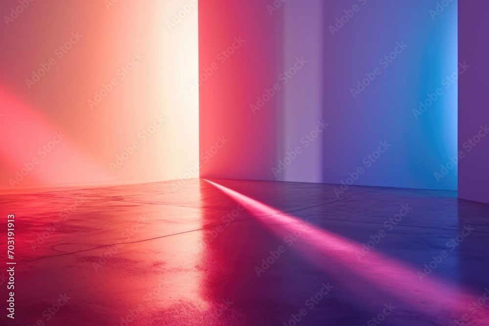 Poster An empty room with a bright light shining through. Suitable for various concepts and uses