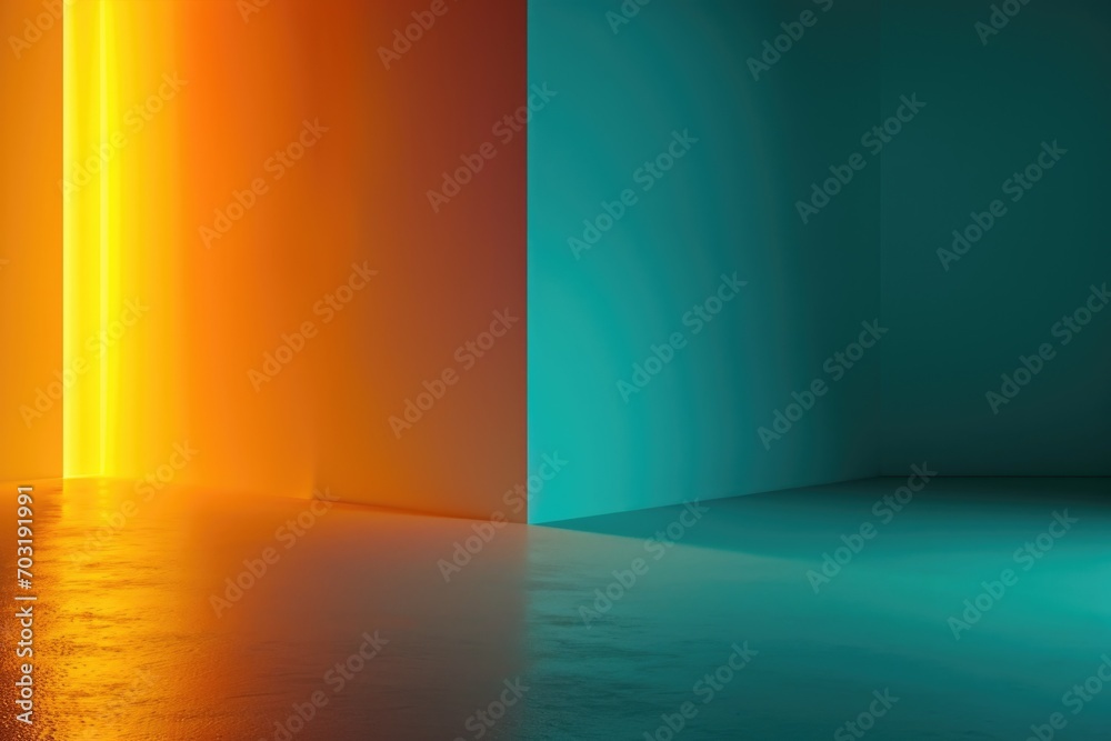 Aufkleber An empty room with a bright light shining through the door. Suitable for various concepts and themes
