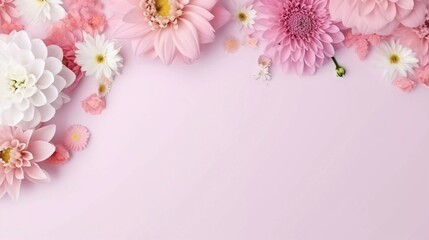 Fototapeta na wymiar Spring and summer decorations background with beautiful wild flowers. Copy space for text banner.