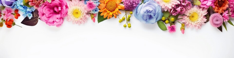 Obraz na płótnie Canvas Spring and summer decorations background with beautiful wild flowers. Copy space for text banner.
