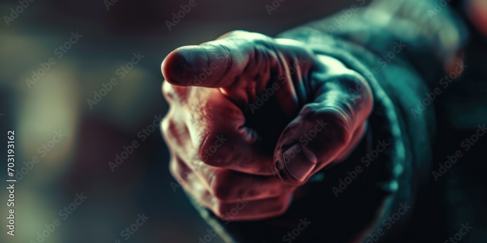Poster A close-up view of a person's hand holding an object. This versatile image can be used to depict concepts such as support, assistance, control, or interaction. Ideal for various projects and designs