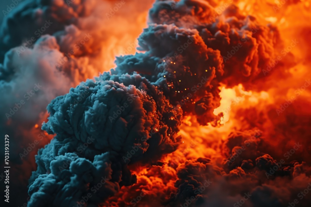 Aufkleber A close-up view of a cloud of smoke. This image captures the intricate details and textures of the smoke particles, creating a mesmerizing effect.