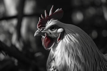 A monochrome image capturing the beauty of a rooster. Perfect for adding a touch of elegance to any project or decor