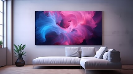 Dynamic gradients of midnight blue and electric pink converge, producing a visually captivating abstract canvas in high definition