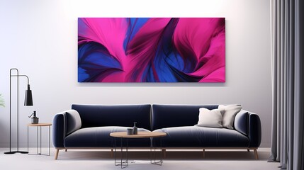 Dynamic gradients of midnight blue and electric pink converge, producing a visually captivating abstract canvas in high definition