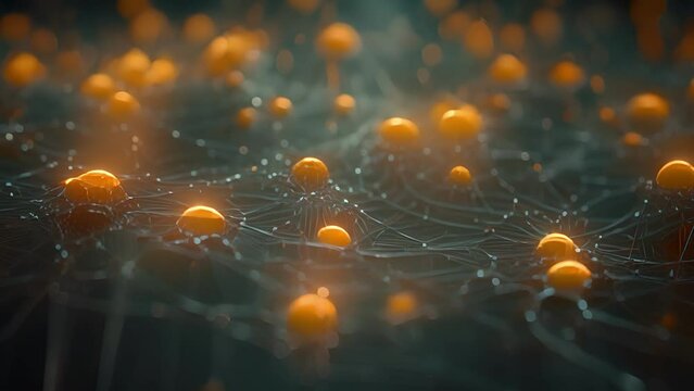 An intricate web of interconnected machines, constantly communicating and exchanging information as they selfreplicate and evolve, symbolizing the interconnectedness and interdependence of