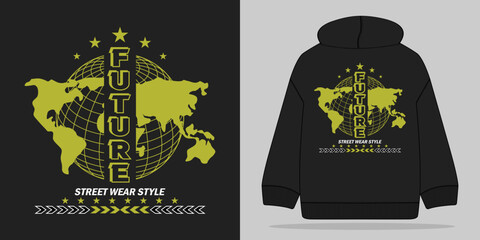 future slogan design with grid globe urban t shirt style for streetwear, urban style hoodie design and screen printing