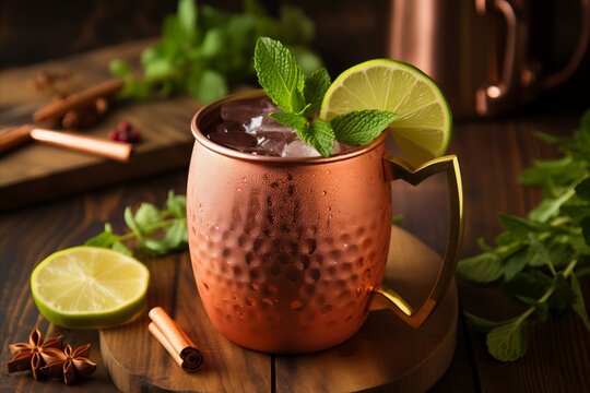 Captivating Moscow Mule. Exquisite Cocktail in Stylish Copper Mug